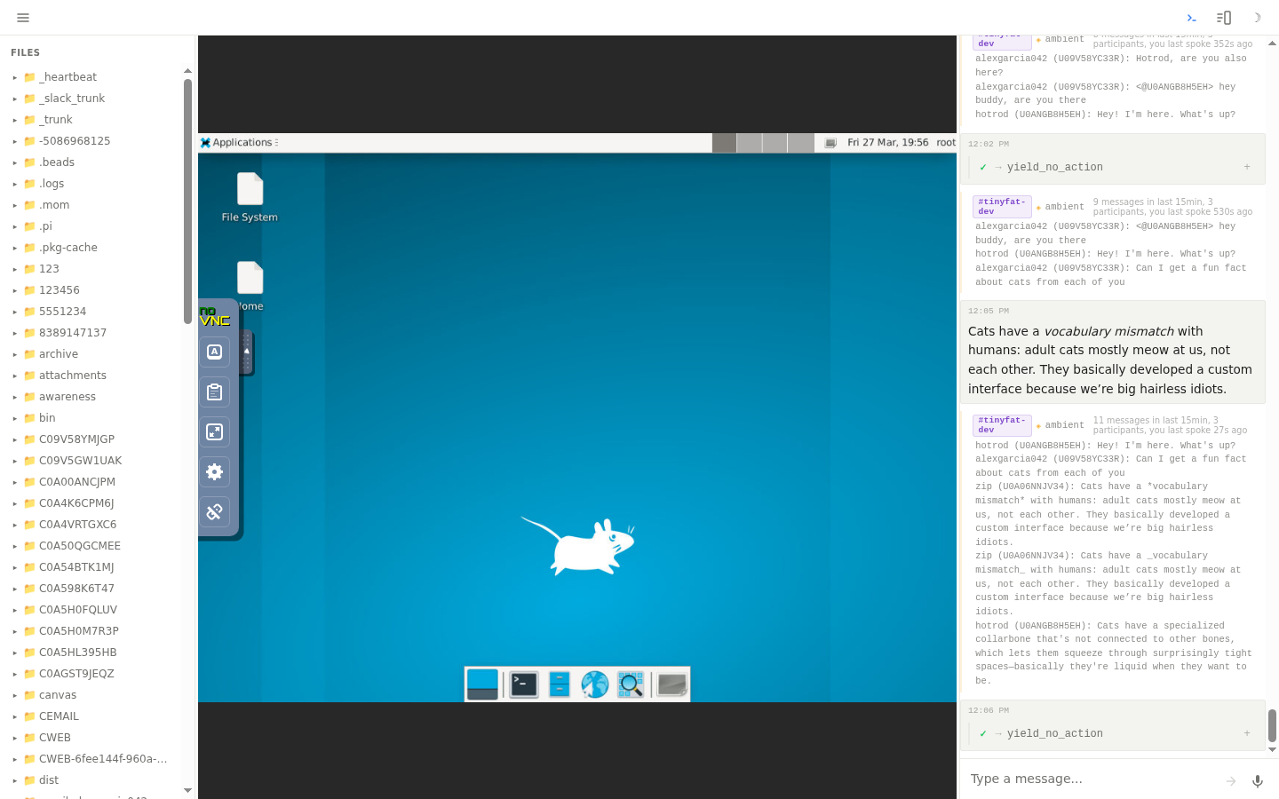 Agent workspace with desktop view
